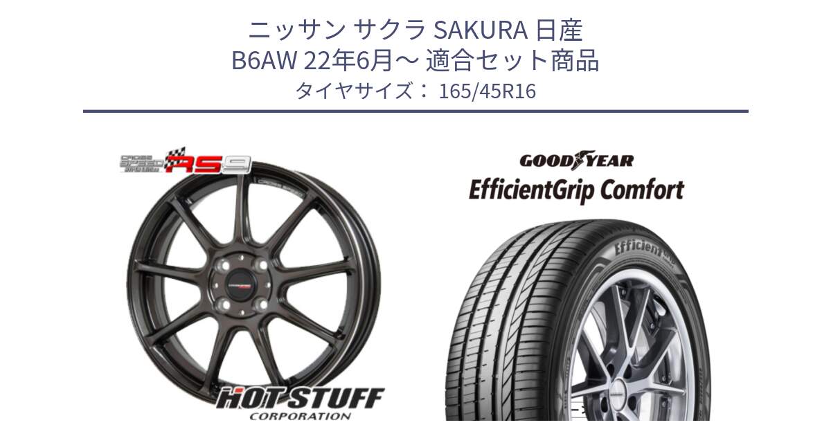 ニッサン サクラ SAKURA 日産 B6AW 22年6月～ 用セット商品です。クロススピード RS9 RS-9 軽量 ホイール 16インチ と EffcientGrip Comfort サマータイヤ 165/45R16 の組合せ商品です。