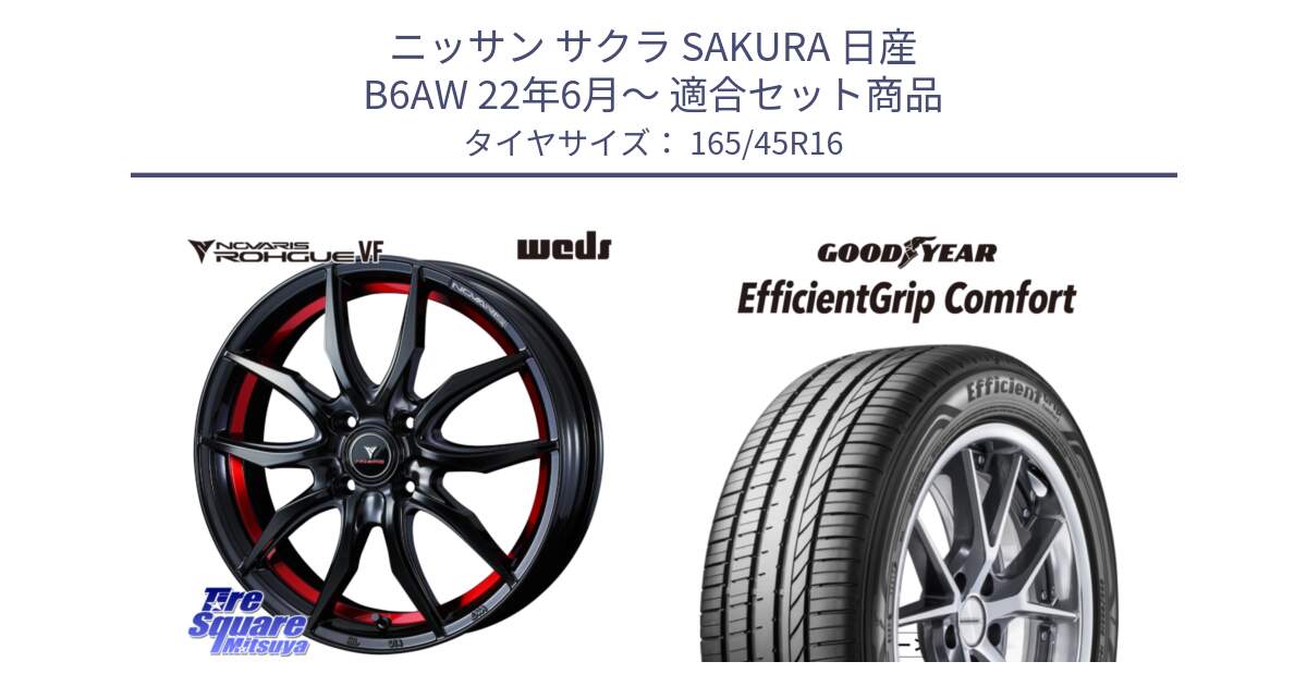 ニッサン サクラ SAKURA 日産 B6AW 22年6月～ 用セット商品です。ノヴァリス NOVARIS ROHGUE VF ホイール 16インチ と EffcientGrip Comfort サマータイヤ 165/45R16 の組合せ商品です。