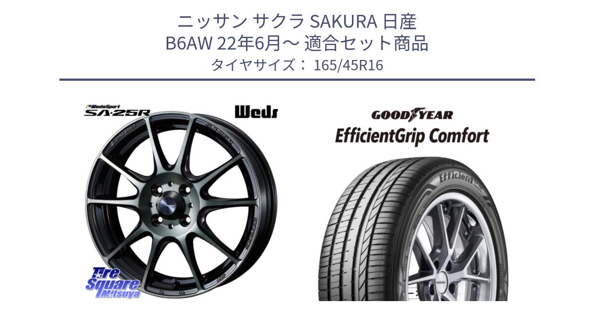 ニッサン サクラ SAKURA 日産 B6AW 22年6月～ 用セット商品です。SA-25R WBC ウェッズ スポーツ ホイール  16インチ と EffcientGrip Comfort サマータイヤ 165/45R16 の組合せ商品です。