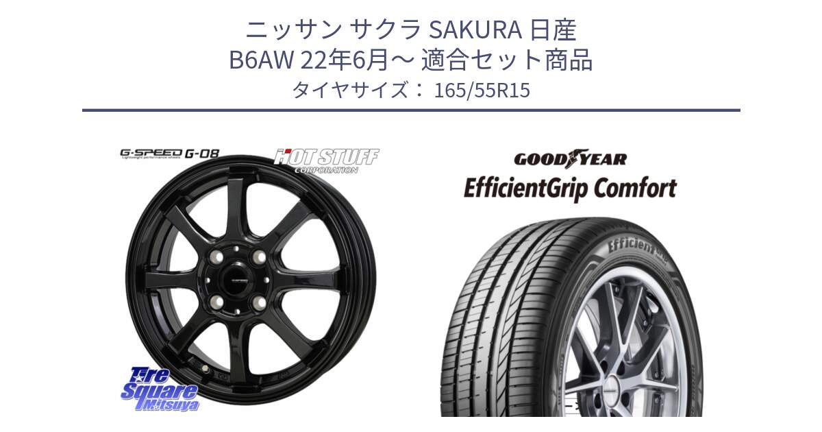 ニッサン サクラ SAKURA 日産 B6AW 22年6月～ 用セット商品です。G-SPEED G-08 ホイール 15インチ と EffcientGrip Comfort サマータイヤ 165/55R15 の組合せ商品です。