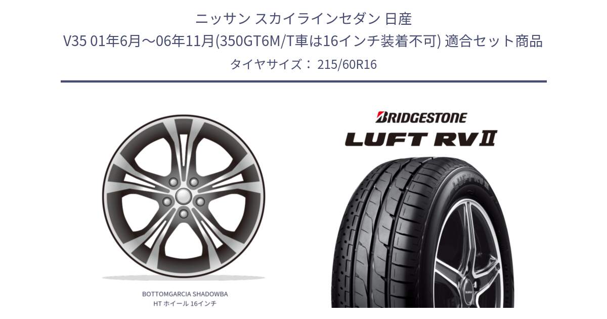 ニッサン スカイラインセダン 日産 V35 01年6月～06年11月(350GT6M/T車は16インチ装着不可) 用セット商品です。BOTTOMGARCIA SHADOWBAHT ホイール 16インチ と LUFT RV2 ルフト サマータイヤ 215/60R16 の組合せ商品です。