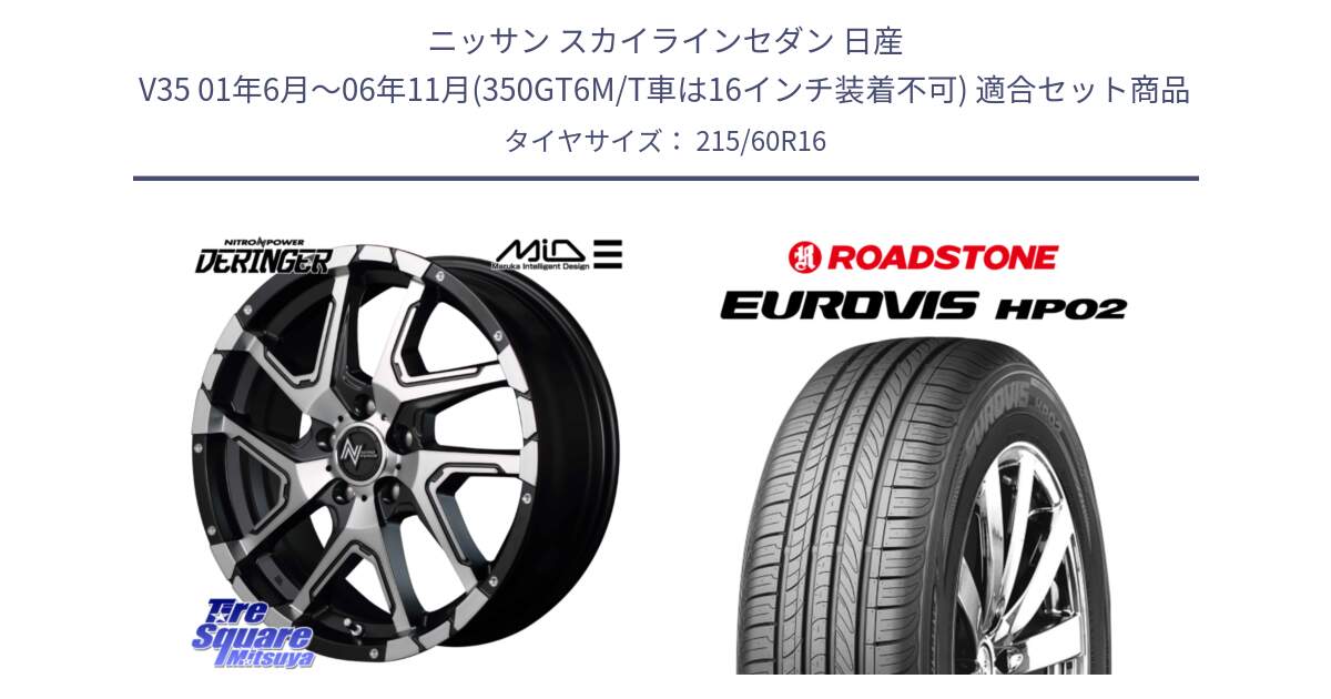 ニッサン スカイラインセダン 日産 V35 01年6月～06年11月(350GT6M/T車は16インチ装着不可) 用セット商品です。MID ナイトロパワー  デリンジャー SBP ホイール 16インチ と ロードストーン EUROVIS HP02 サマータイヤ 215/60R16 の組合せ商品です。