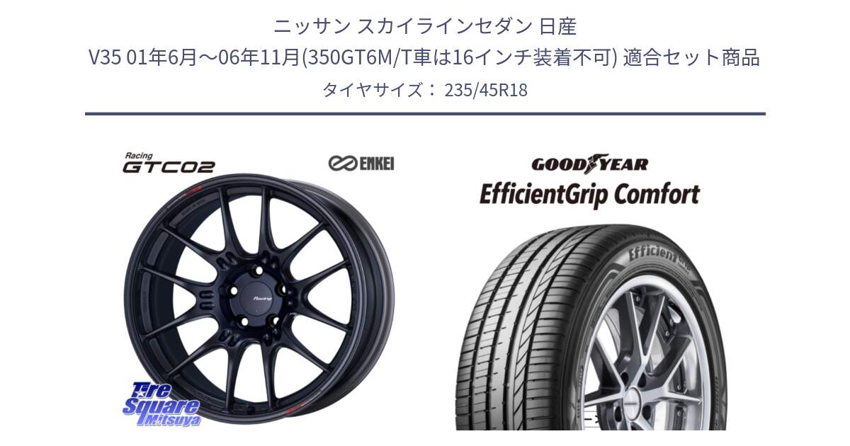 ニッサン スカイラインセダン 日産 V35 01年6月～06年11月(350GT6M/T車は16インチ装着不可) 用セット商品です。エンケイ RACING GTC02 BK ホイール  18インチ と EffcientGrip Comfort サマータイヤ 235/45R18 の組合せ商品です。