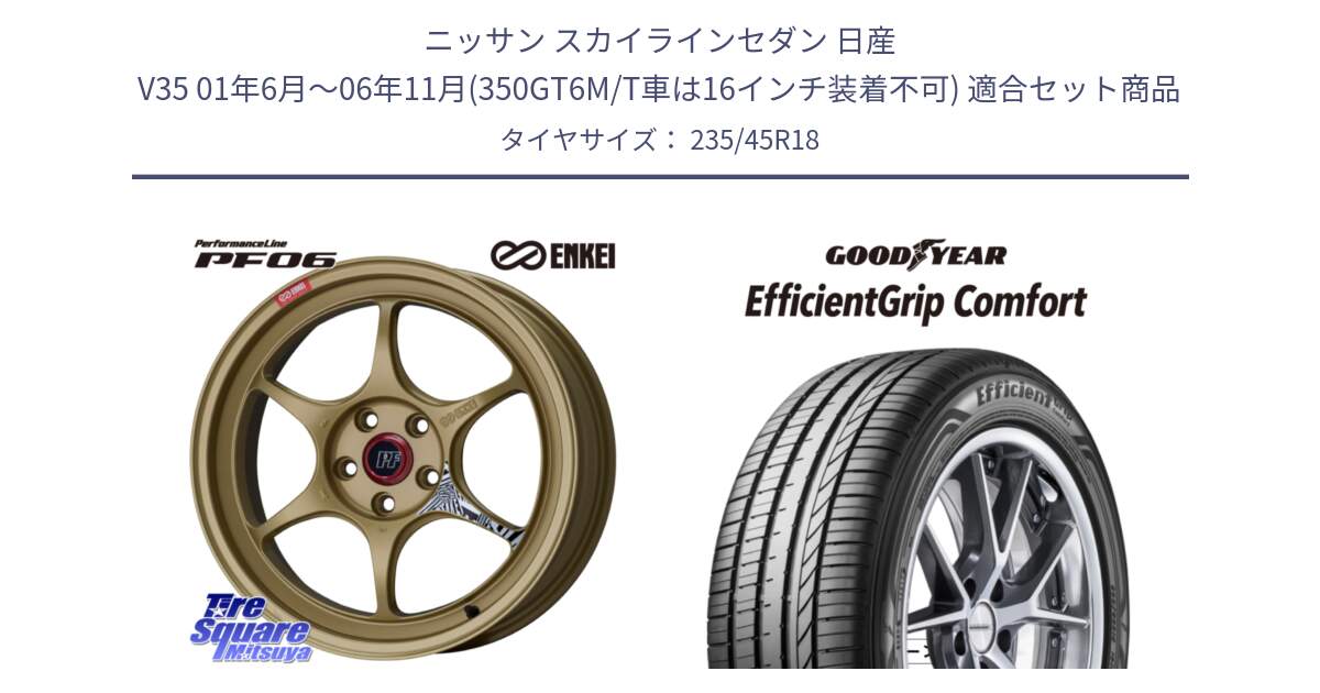 ニッサン スカイラインセダン 日産 V35 01年6月～06年11月(350GT6M/T車は16インチ装着不可) 用セット商品です。エンケイ PerformanceLine PF06 ホイール 18インチ と EffcientGrip Comfort サマータイヤ 235/45R18 の組合せ商品です。