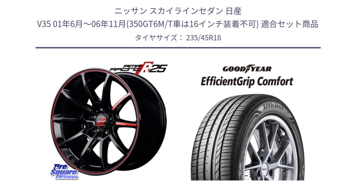 ニッサン スカイラインセダン 日産 V35 01年6月～06年11月(350GT6M/T車は16インチ装着不可) 用セット商品です。MID RMP RACING R25 アルミホイール 18インチ と EffcientGrip Comfort サマータイヤ 235/45R18 の組合せ商品です。