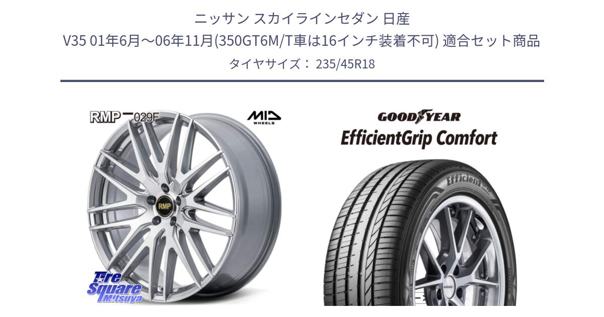 ニッサン スカイラインセダン 日産 V35 01年6月～06年11月(350GT6M/T車は16インチ装着不可) 用セット商品です。MID RMP-029F ホイール 18インチ と EffcientGrip Comfort サマータイヤ 235/45R18 の組合せ商品です。