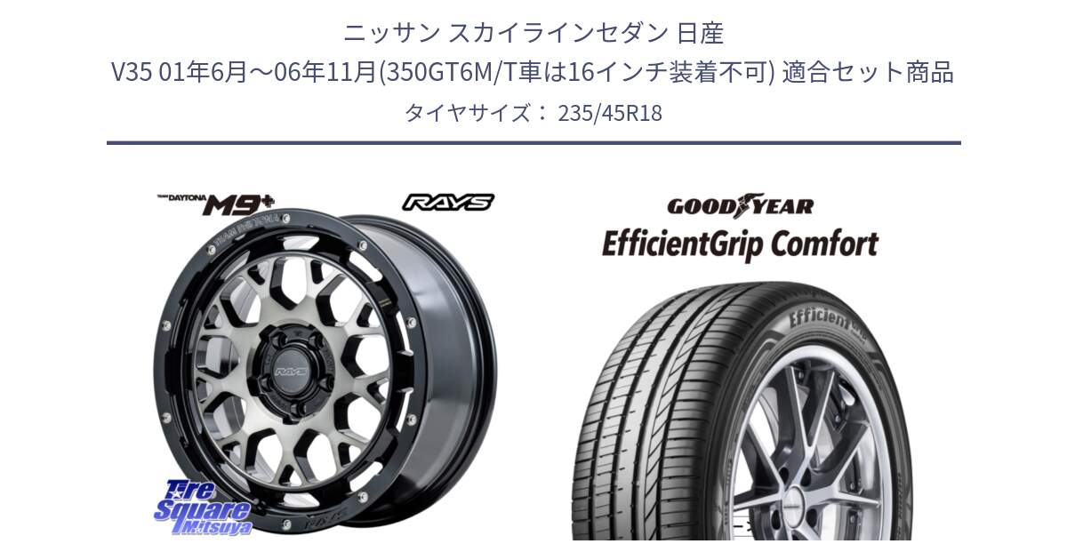 ニッサン スカイラインセダン 日産 V35 01年6月～06年11月(350GT6M/T車は16インチ装着不可) 用セット商品です。RAYS TEAM DAYTONA M9+ ホイール 18インチ と EffcientGrip Comfort サマータイヤ 235/45R18 の組合せ商品です。