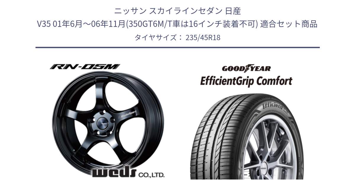 ニッサン スカイラインセダン 日産 V35 01年6月～06年11月(350GT6M/T車は16インチ装着不可) 用セット商品です。72958 RN-55M ウェッズ スポーツ ホイール 18インチ と EffcientGrip Comfort サマータイヤ 235/45R18 の組合せ商品です。