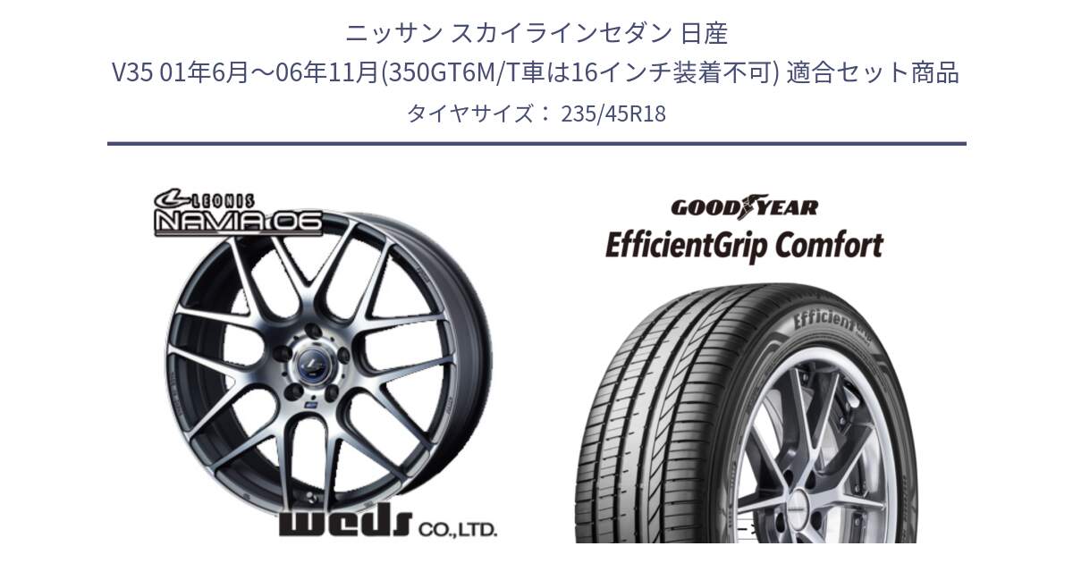 ニッサン スカイラインセダン 日産 V35 01年6月～06年11月(350GT6M/T車は16インチ装着不可) 用セット商品です。レオニス Navia ナヴィア06 ウェッズ 37626 ホイール 18インチ と EffcientGrip Comfort サマータイヤ 235/45R18 の組合せ商品です。