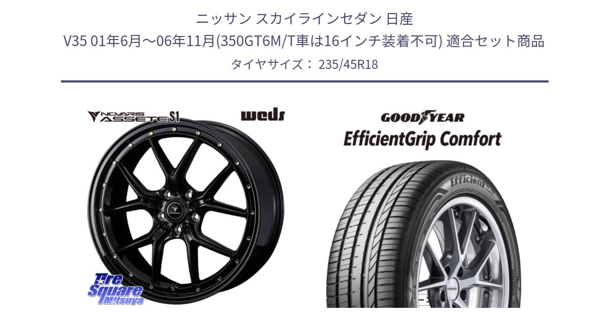 ニッサン スカイラインセダン 日産 V35 01年6月～06年11月(350GT6M/T車は16インチ装着不可) 用セット商品です。41324 NOVARIS ASSETE S1 ホイール 18インチ と EffcientGrip Comfort サマータイヤ 235/45R18 の組合せ商品です。