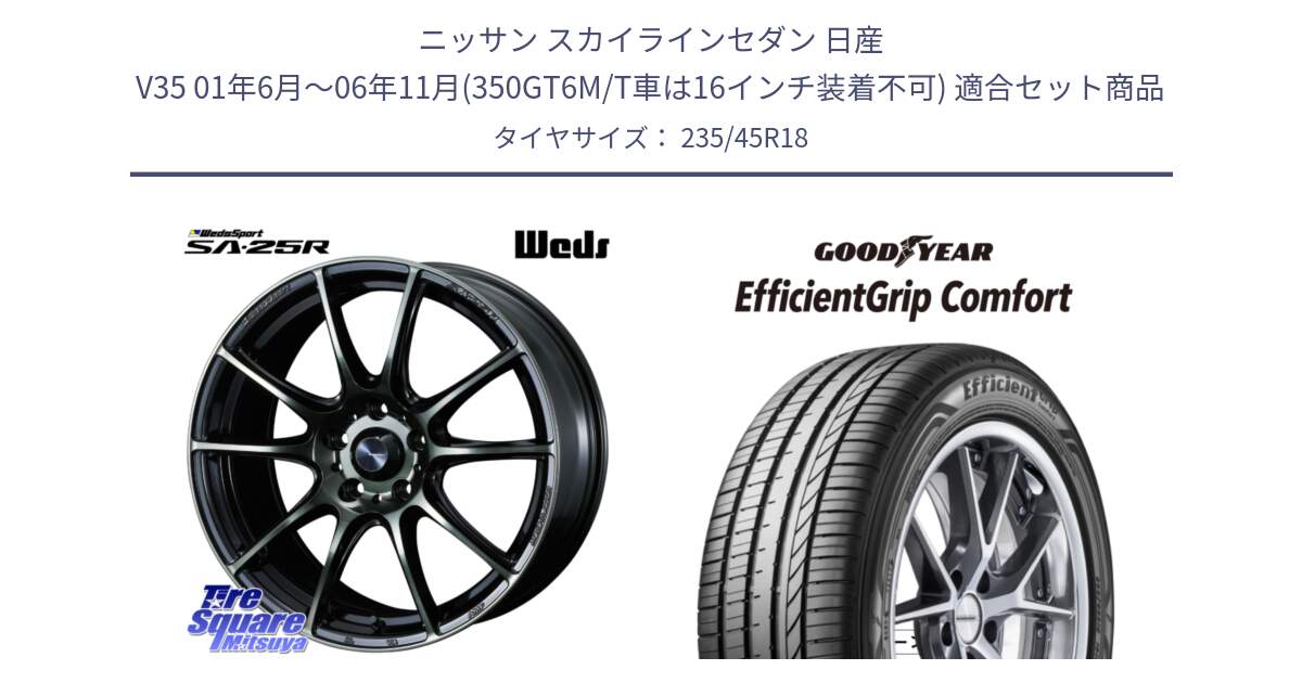 ニッサン スカイラインセダン 日産 V35 01年6月～06年11月(350GT6M/T車は16インチ装着不可) 用セット商品です。SA-25R WBC ウェッズ スポーツ ホイール  18インチ と EffcientGrip Comfort サマータイヤ 235/45R18 の組合せ商品です。