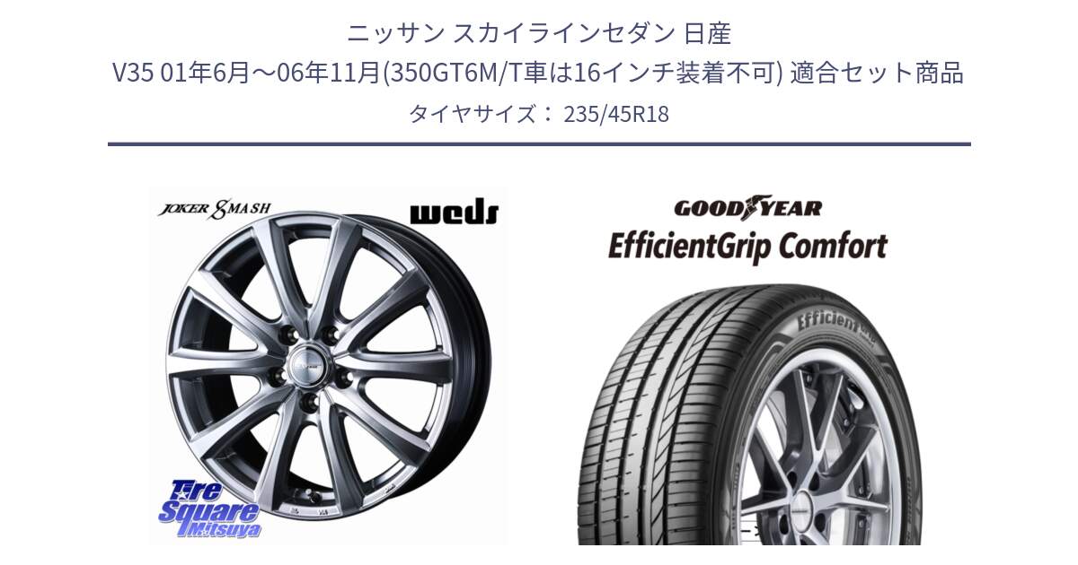 ニッサン スカイラインセダン 日産 V35 01年6月～06年11月(350GT6M/T車は16インチ装着不可) 用セット商品です。JOKER SMASH ホイール 18インチ と EffcientGrip Comfort サマータイヤ 235/45R18 の組合せ商品です。