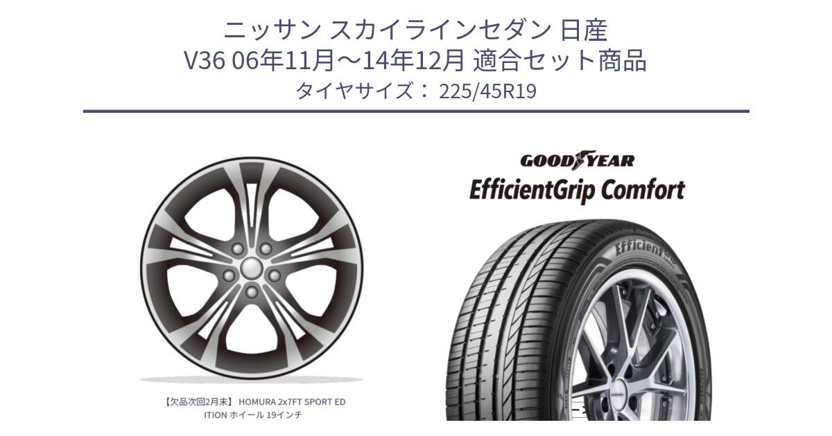 ニッサン スカイラインセダン 日産 V36 06年11月～14年12月 用セット商品です。【欠品次回2月末】 HOMURA 2x7FT SPORT EDITION ホイール 19インチ と EffcientGrip Comfort サマータイヤ 225/45R19 の組合せ商品です。