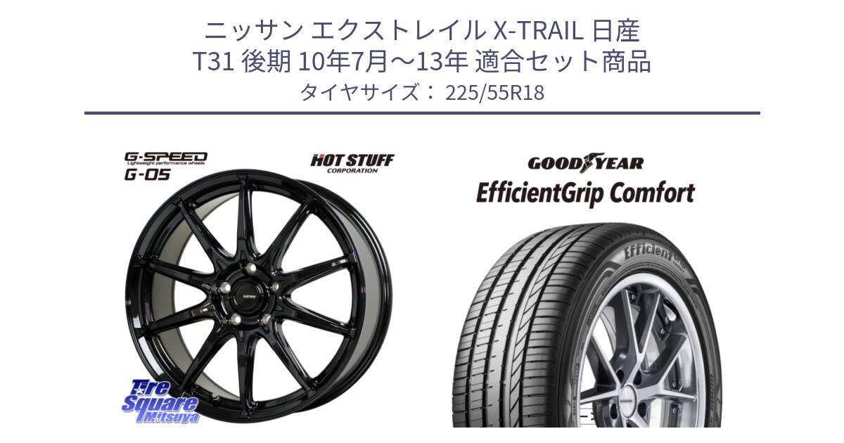 ニッサン エクストレイル X-TRAIL 日産 T31 後期 10年7月～13年 用セット商品です。G-SPEED G-05 G05 5H 在庫● ホイール  4本 18インチ と EffcientGrip Comfort サマータイヤ 225/55R18 の組合せ商品です。