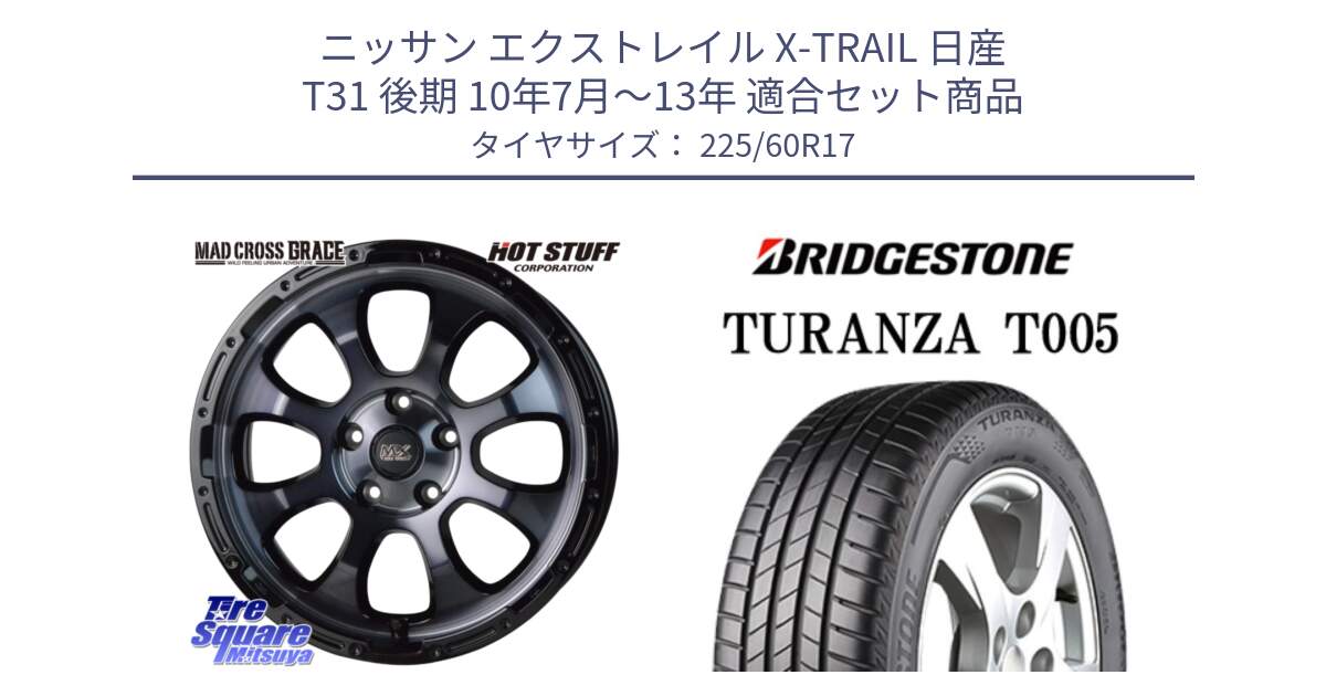 ニッサン エクストレイル X-TRAIL 日産 T31 後期 10年7月～13年 用セット商品です。マッドクロス グレイス BKC 5H ホイール 17インチ と 24年製 AO TURANZA T005 アウディ承認 並行 225/60R17 の組合せ商品です。