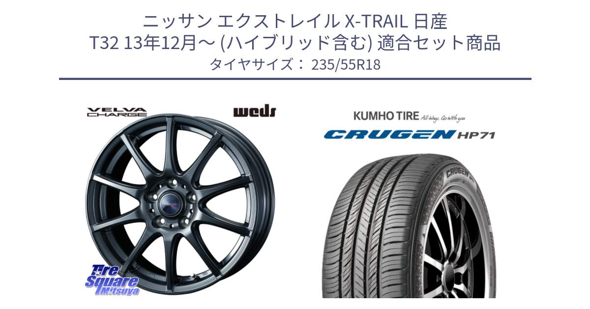 ニッサン エクストレイル X-TRAIL 日産 T32 13年12月～ (ハイブリッド含む) 用セット商品です。ウェッズ ヴェルヴァチャージ ホイール と CRUGEN HP71 クルーゼン サマータイヤ 235/55R18 の組合せ商品です。