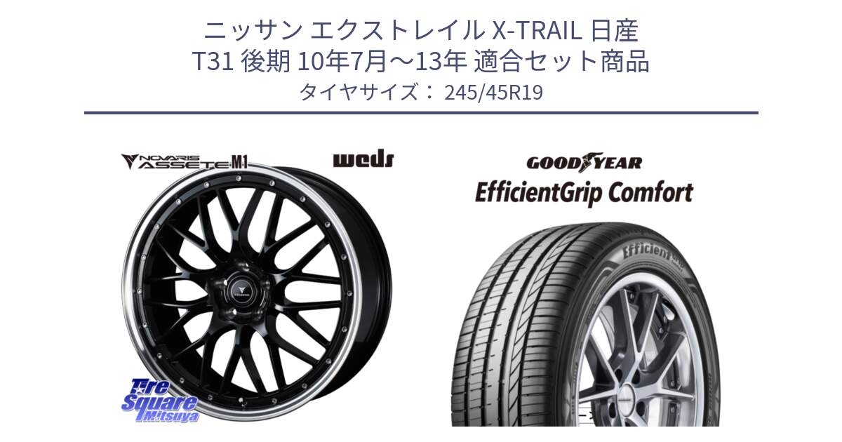 ニッサン エクストレイル X-TRAIL 日産 T31 後期 10年7月～13年 用セット商品です。41087 NOVARIS ASSETE M1 BP 19インチ と EffcientGrip Comfort サマータイヤ 245/45R19 の組合せ商品です。