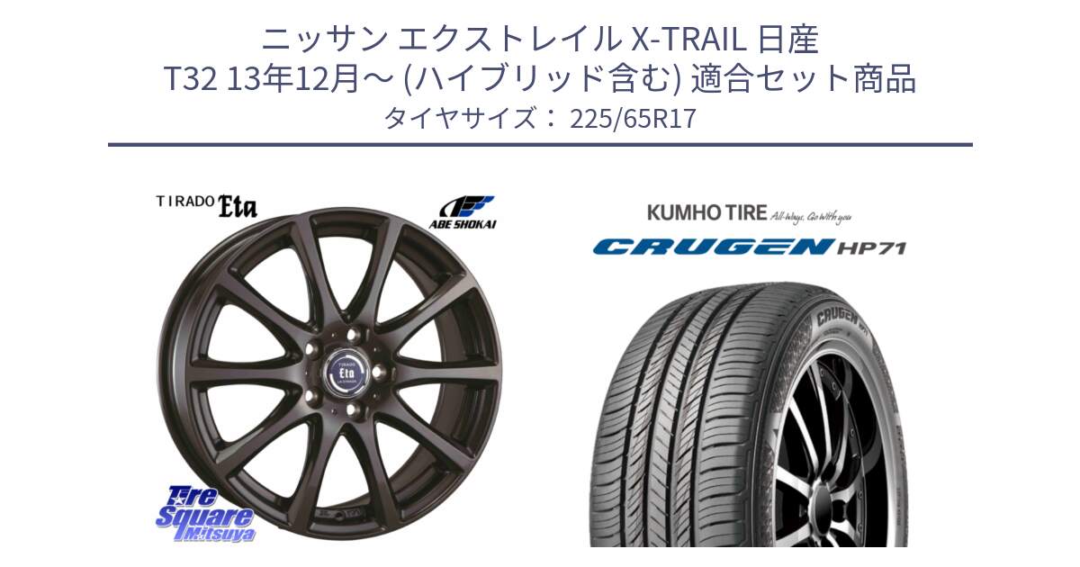 ニッサン エクストレイル X-TRAIL 日産 T32 13年12月～ (ハイブリッド含む) 用セット商品です。ティラード イータ と CRUGEN HP71 クルーゼン サマータイヤ 225/65R17 の組合せ商品です。