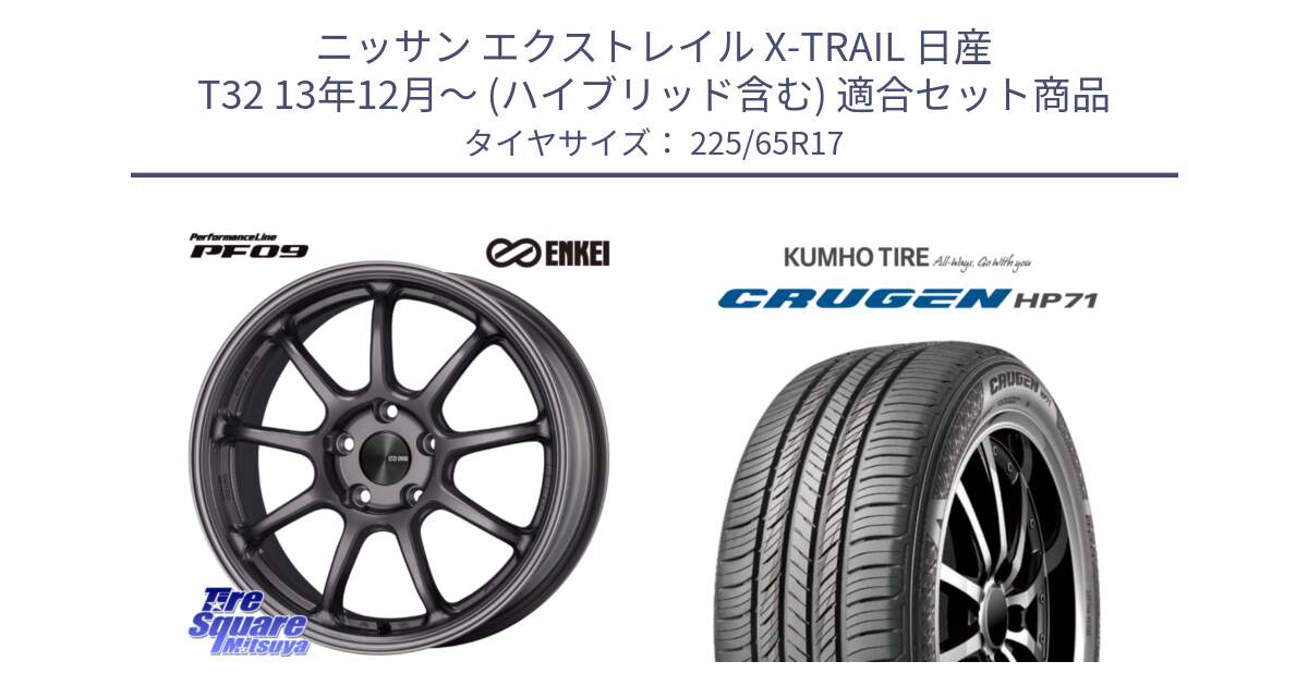 ニッサン エクストレイル X-TRAIL 日産 T32 13年12月～ (ハイブリッド含む) 用セット商品です。ENKEI エンケイ PerformanceLine PF09 ホイール 4本 17インチ と CRUGEN HP71 クルーゼン サマータイヤ 225/65R17 の組合せ商品です。