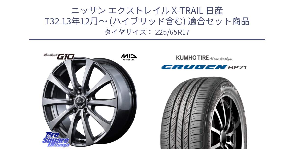 ニッサン エクストレイル X-TRAIL 日産 T32 13年12月～ (ハイブリッド含む) 用セット商品です。MID EuroSpeed G10 ホイール 17インチ と CRUGEN HP71 クルーゼン サマータイヤ 225/65R17 の組合せ商品です。