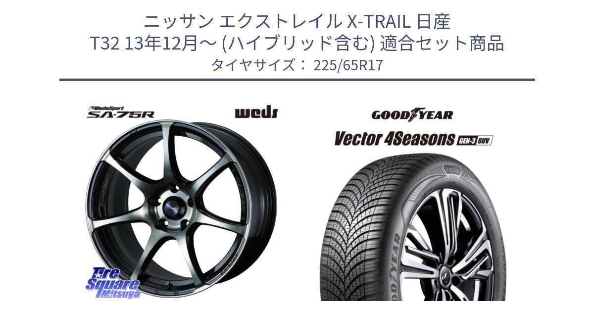 ニッサン エクストレイル X-TRAIL 日産 T32 13年12月～ (ハイブリッド含む) 用セット商品です。73978 ウェッズ スポーツ SA75R SA-75R 17インチ と 23年製 XL Vector 4Seasons SUV Gen-3 オールシーズン 並行 225/65R17 の組合せ商品です。