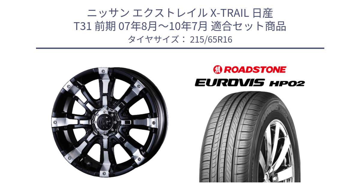 ニッサン エクストレイル X-TRAIL 日産 T31 前期 07年8月～10年7月 用セット商品です。クリムソン BEAST ビースト ホイール 16インチ 欠品次回12月上～中予定 と ロードストーン EUROVIS HP02 サマータイヤ 215/65R16 の組合せ商品です。