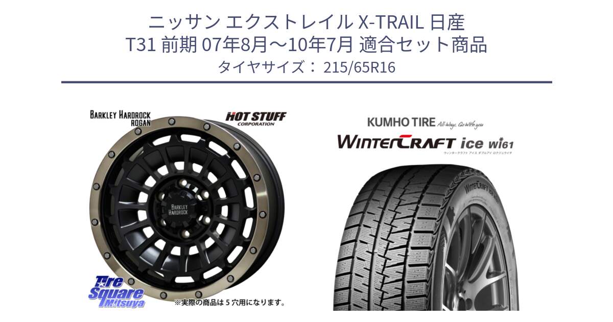 ニッサン エクストレイル X-TRAIL 日産 T31 前期 07年8月～10年7月 用セット商品です。ハードロック ローガン ホイール 16インチ と WINTERCRAFT ice Wi61 ウィンタークラフト クムホ倉庫 スタッドレスタイヤ 215/65R16 の組合せ商品です。