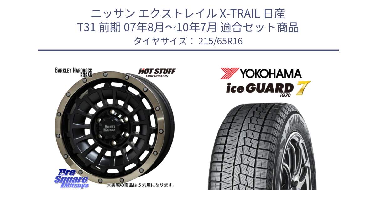 ニッサン エクストレイル X-TRAIL 日産 T31 前期 07年8月～10年7月 用セット商品です。ハードロック ローガン ホイール 16インチ と R7116 ice GUARD7 IG70  アイスガード スタッドレス 215/65R16 の組合せ商品です。