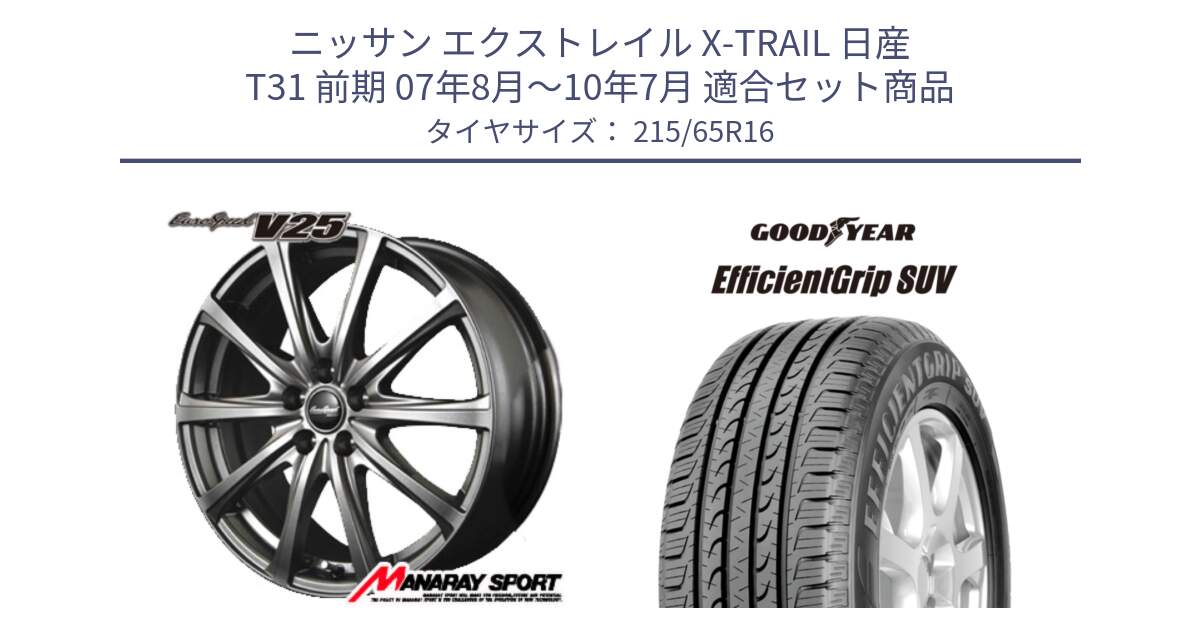 ニッサン エクストレイル X-TRAIL 日産 T31 前期 07年8月～10年7月 用セット商品です。MID EuroSpeed ユーロスピード V25 ホイール 16インチ と EfficientGrip エフィシェントグリップ SUV FI 正規品 新車装着 サマータイヤ 215/65R16 の組合せ商品です。