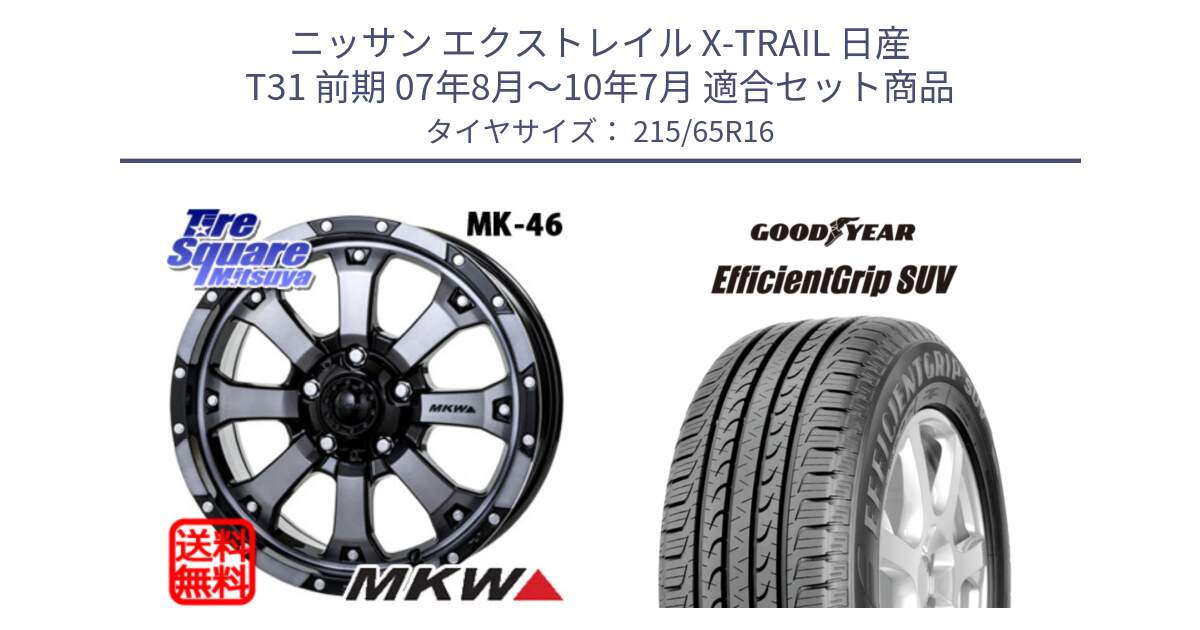 ニッサン エクストレイル X-TRAIL 日産 T31 前期 07年8月～10年7月 用セット商品です。MK-46 MK46 ダイヤカットグラファイトクリア ホイール 16インチ と EfficientGrip エフィシェントグリップ SUV FI 正規品 新車装着 サマータイヤ 215/65R16 の組合せ商品です。