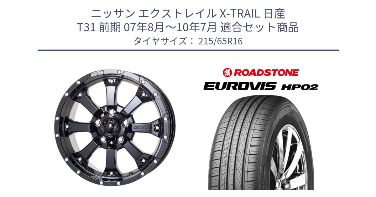 ニッサン エクストレイル X-TRAIL 日産 T31 前期 07年8月～10年7月 用セット商品です。MK-46 MK46 グロスブラック 5H 在庫● ホイール 16インチ と ロードストーン EUROVIS HP02 サマータイヤ 215/65R16 の組合せ商品です。