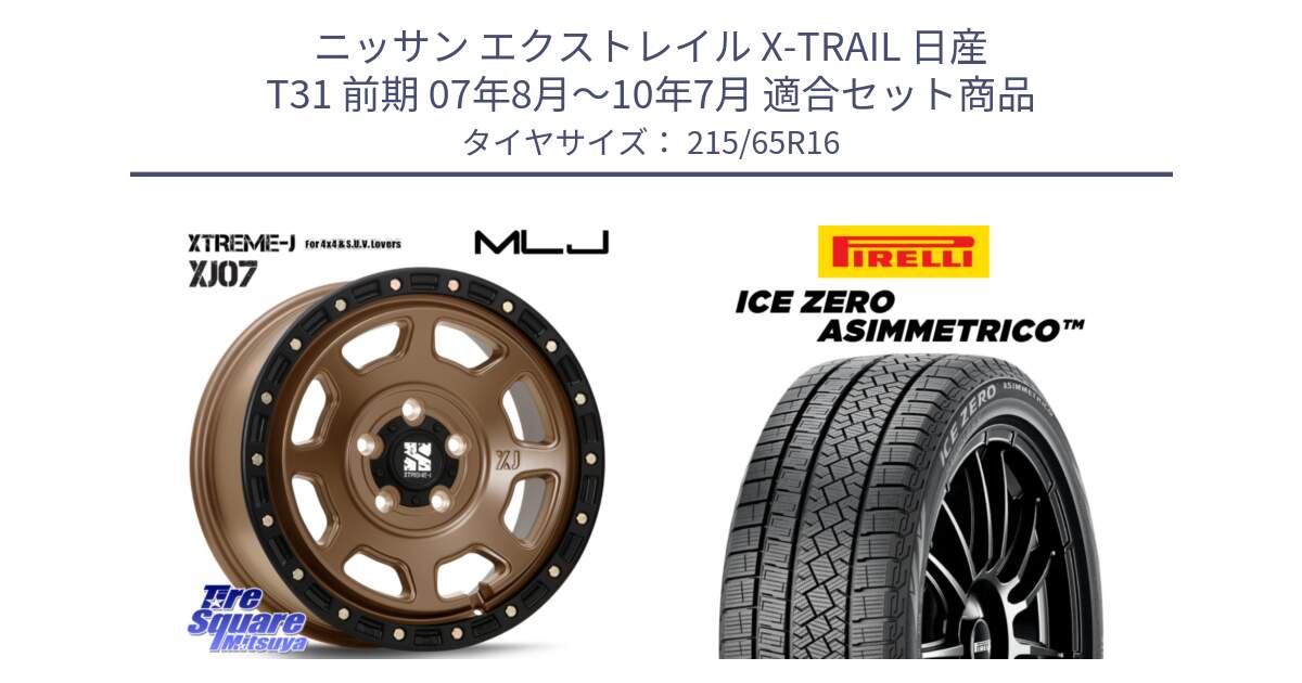 ニッサン エクストレイル X-TRAIL 日産 T31 前期 07年8月～10年7月 用セット商品です。XJ07 XTREME-J 5H MB エクストリームJ 16インチ と ICE ZERO ASIMMETRICO スタッドレス 215/65R16 の組合せ商品です。