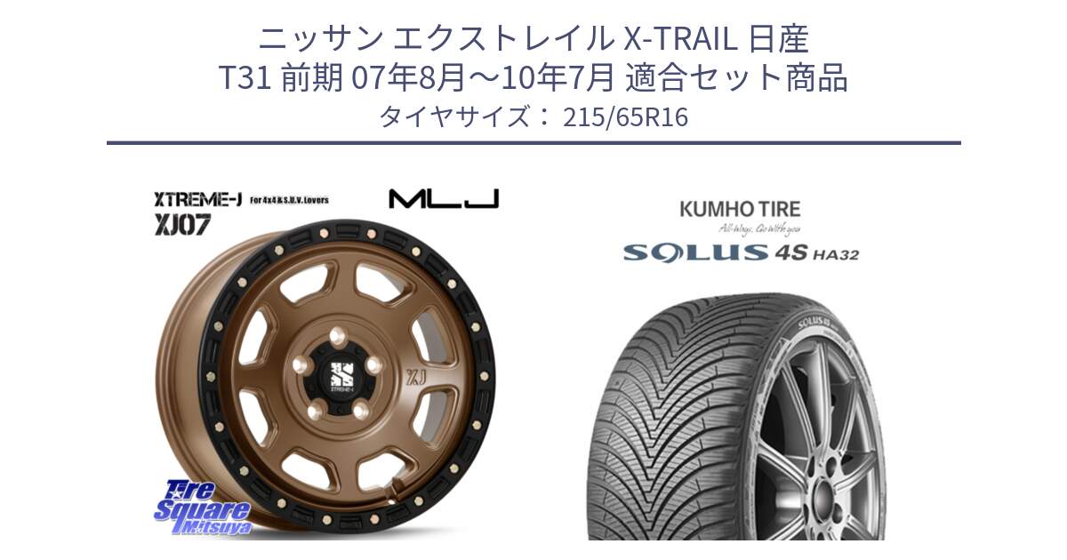 ニッサン エクストレイル X-TRAIL 日産 T31 前期 07年8月～10年7月 用セット商品です。XJ07 XTREME-J 5H MB エクストリームJ 16インチ と SOLUS 4S HA32 ソルウス オールシーズンタイヤ 215/65R16 の組合せ商品です。